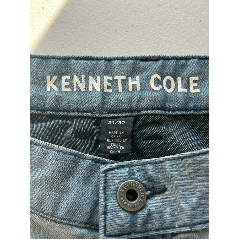 Kenneth Cole Men’s Size 34 x 32 Blue Wash Straight Leg 5 Pocket Jeans Pants